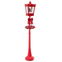 Gymax - 8 ft Musical Christmas Streetlight w/ Warm White LED Lights Snowy Effects - Red