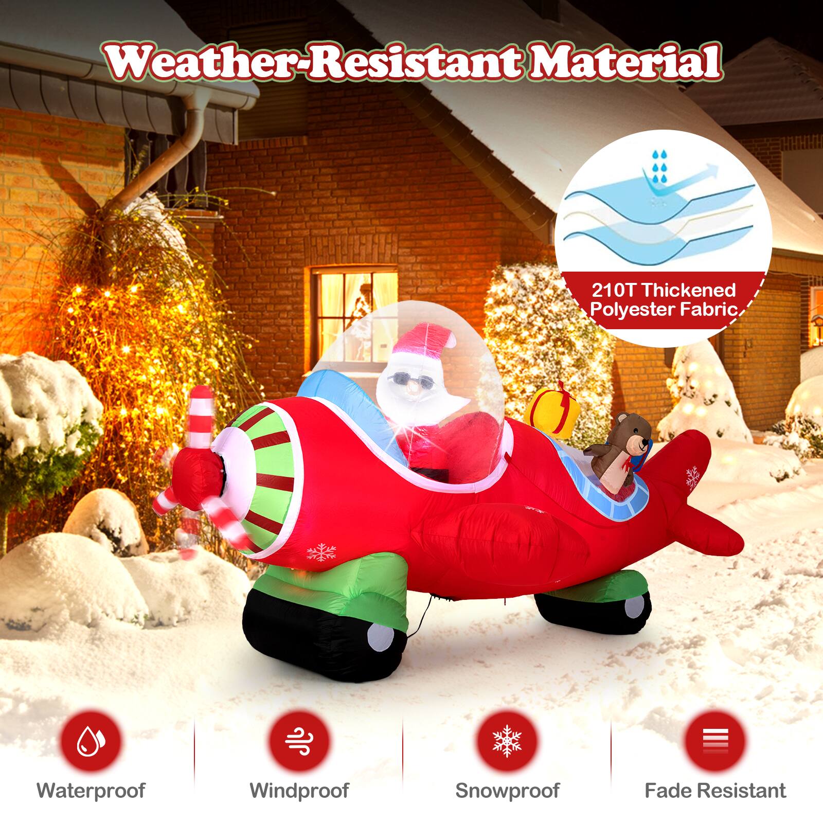 Weather-Resistant Material

210T Thickened Polyester Fabric

Waterproof  
Windproof  
Snowproof  
Fade Resistant
