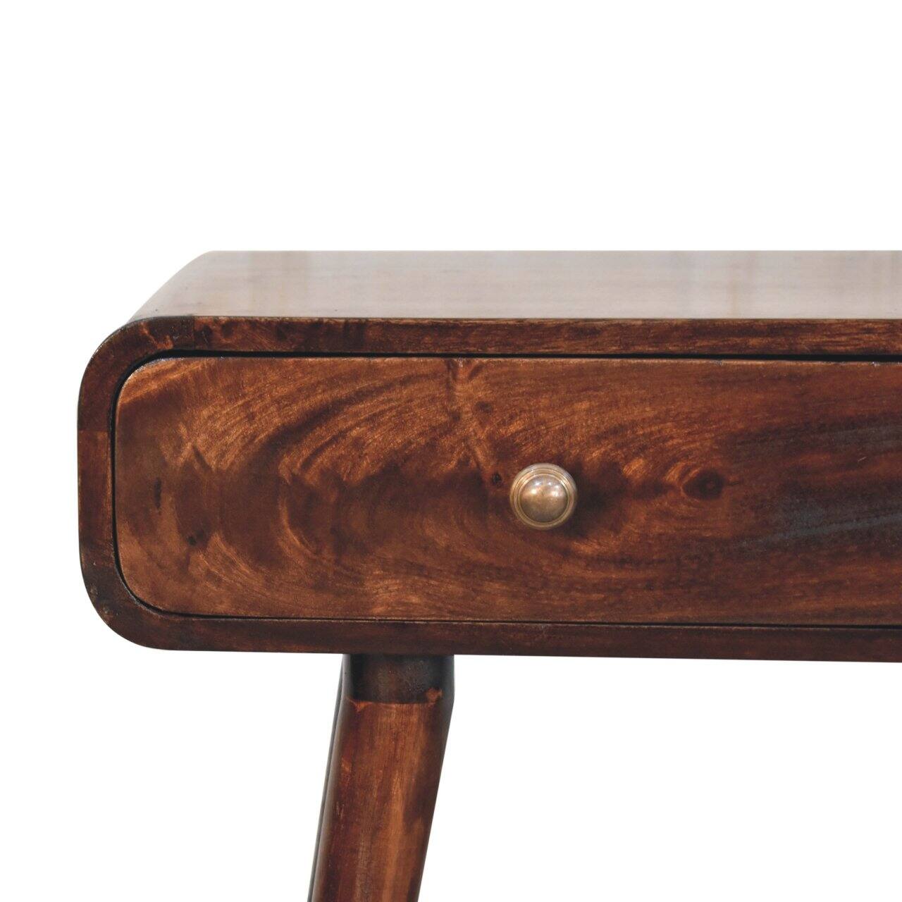 Back. Artisan Furniture - Artisan Furniture Solid Wood California Walnut Curved Hallway Table, 2 Drawer, Brown - Brown.