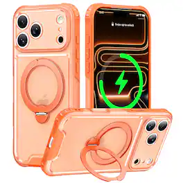 UUCOVER - Magnetic Case for Apple iPhone 18 Pro,Shockproof TPU+PC Matte Ring Holder Stand Case Compatible with MagSafe Cover - Orange