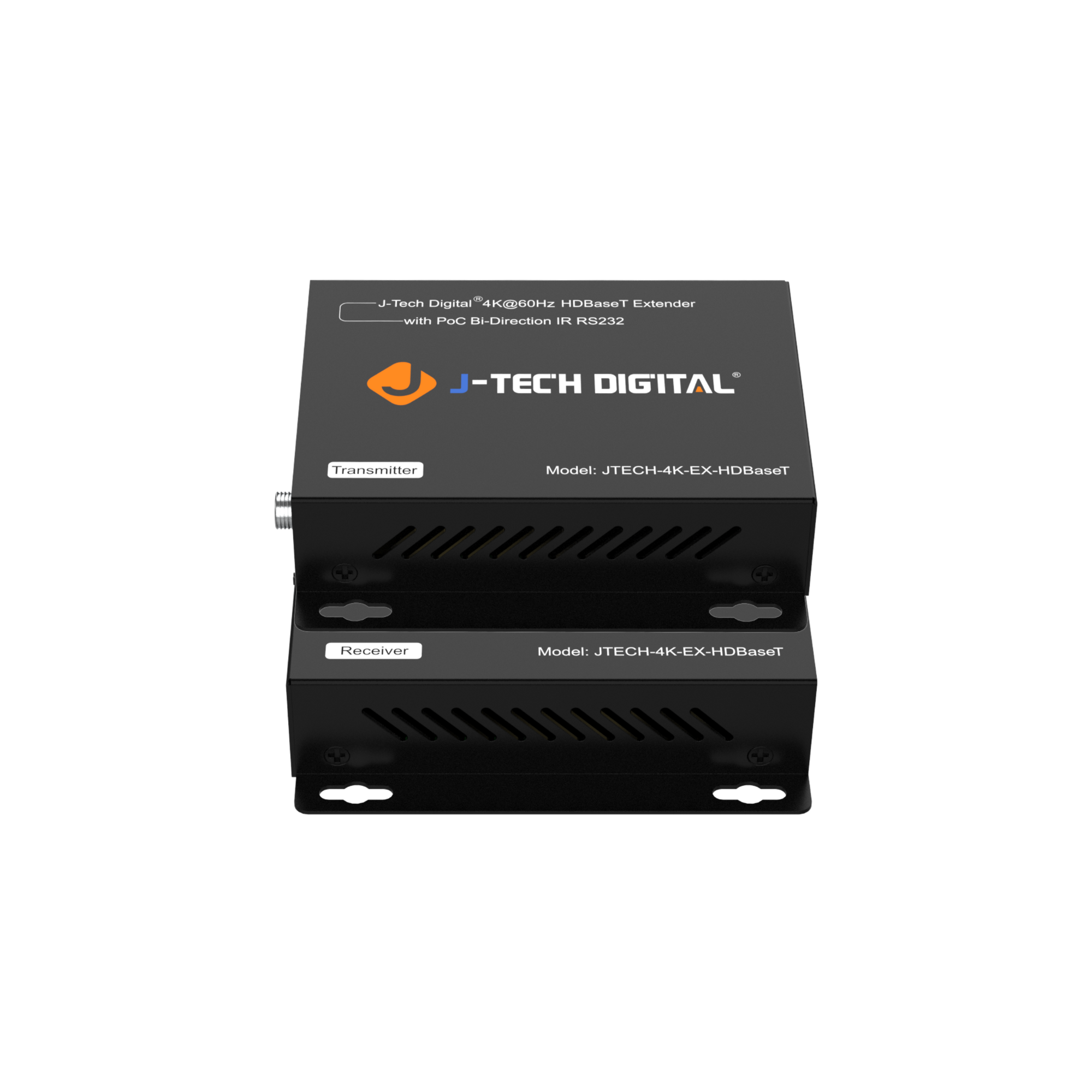 J-Tech Digital - 4K 60Hz (4:2:0) HDBaseT HDMI Extender Balun Over Ethernet with PoC - Black