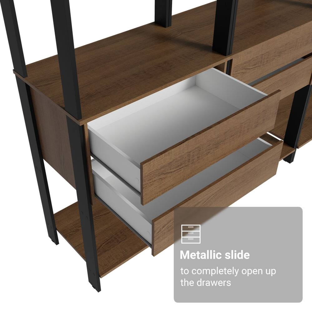 Metallic slide to completely open up the drawers