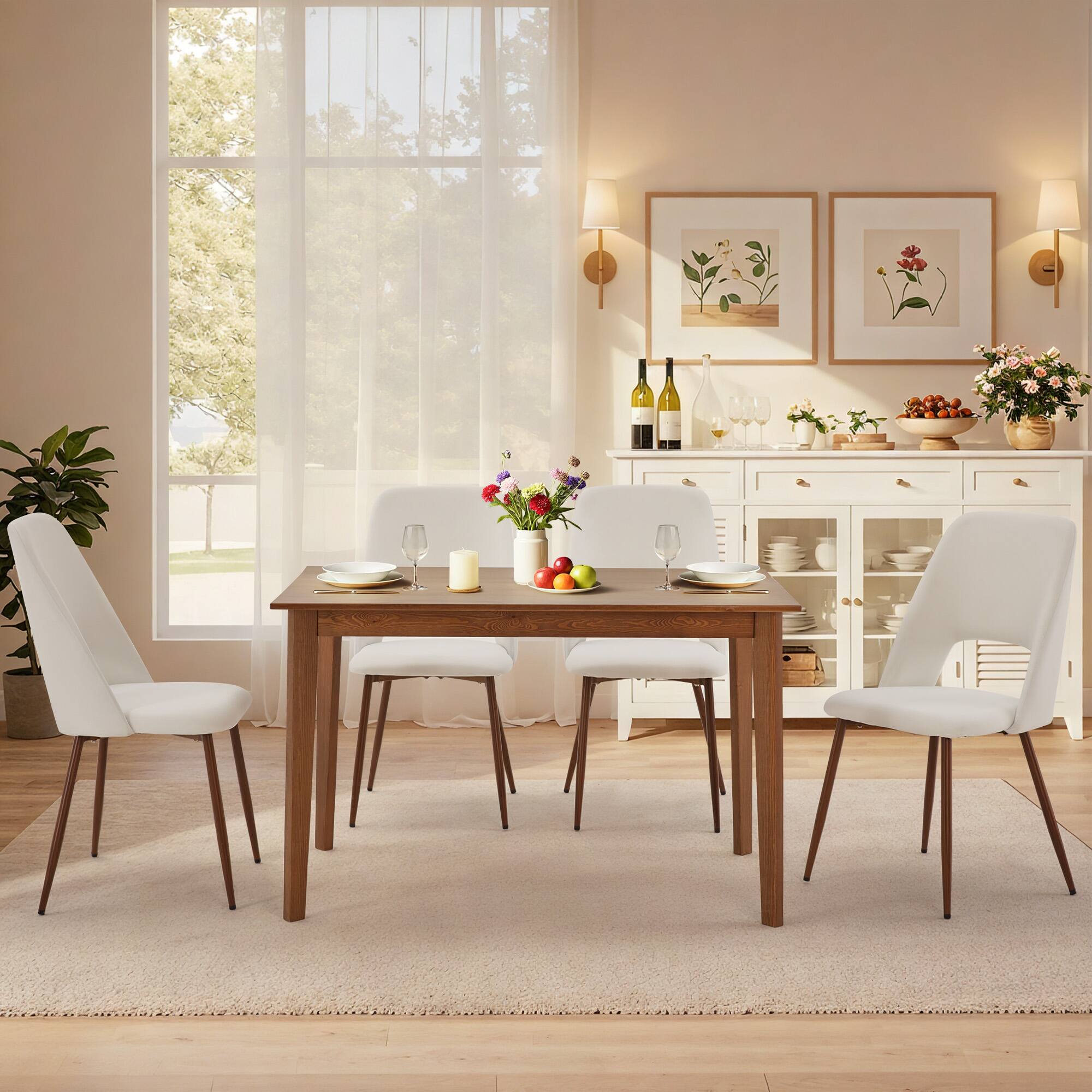 Alt View 5. U-HOMY - 47" Solid Wood Dining Table – Knot-Free Pine, 4-Seater, Quick Assembly – Dark Brown - Dark Brown.