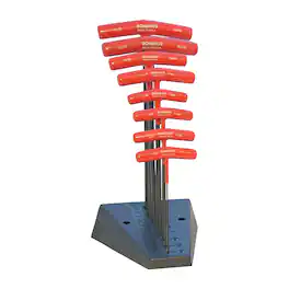 Bondhus - Set 8 Ball End & Hex Graduated Length T-Handles 2-10mm with Stand - Red