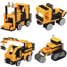 JuzToys - 127pcs STEM Toys Building Toys For Kids, Construction Trucks Building Toys with Remote, Educational Toys - Yellow