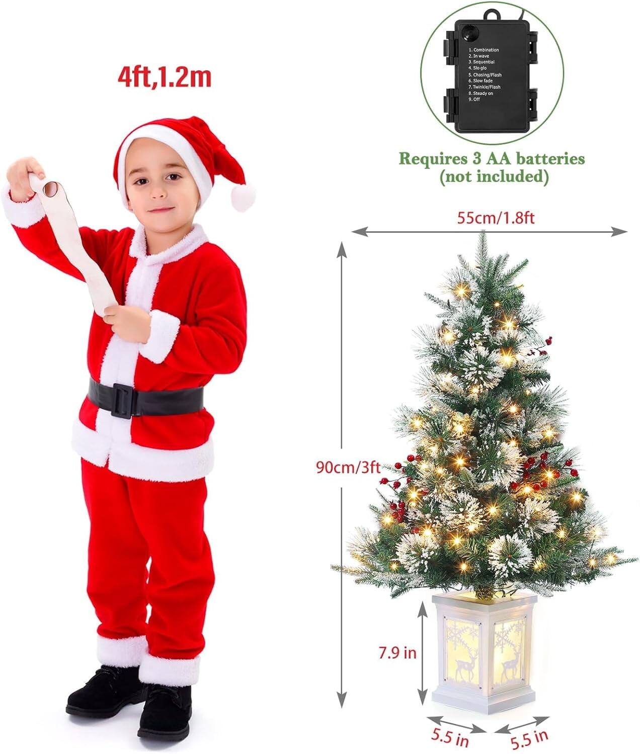 Alt View 3. Jojoka - 3 Ft Prelit Christmas Tree Artificial Xmas Tree for Indoor Outdoor Christmas Decorations - Green 2pcs.