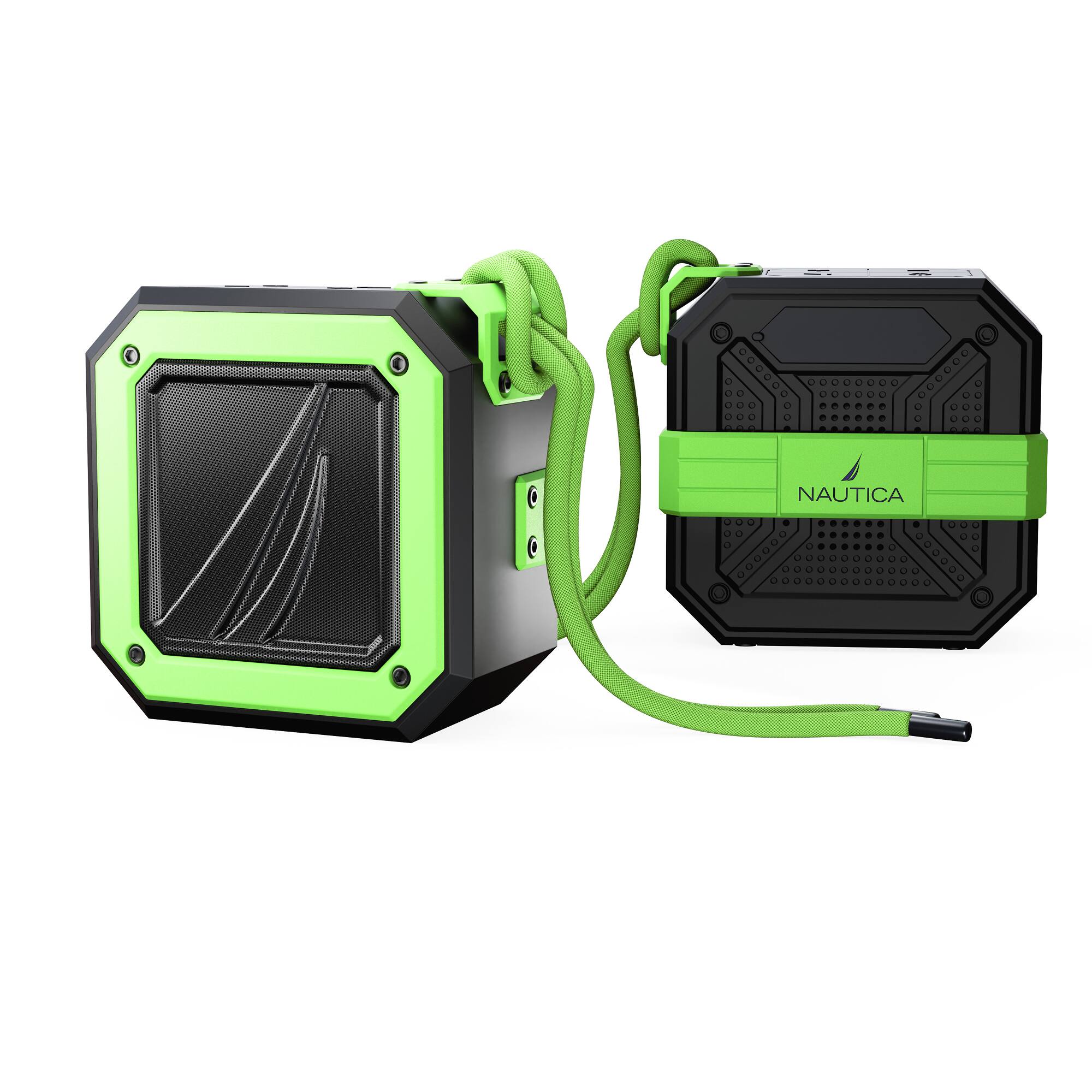 Angle. Nautica - Nautica S100 Bluetooth Portable Speaker, Waterproof Wireless Speaker, Loud Sound, Clear Audio, 15-Hour Playtime - Black-Green.