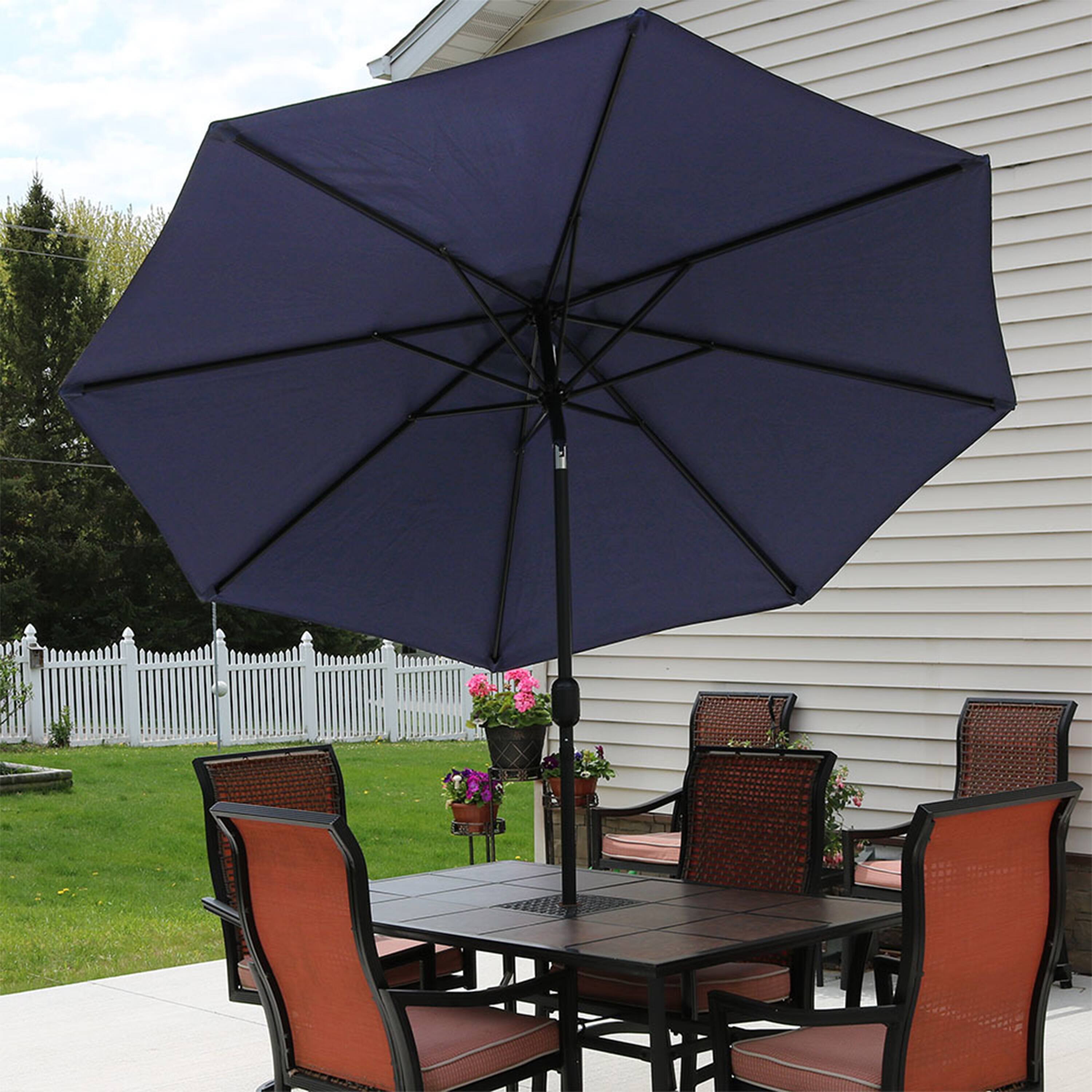 Alt View 9. Sunnydaze - 9 ft Aluminum Patio Umbrella with Tilt and Crank - Navy Blue.