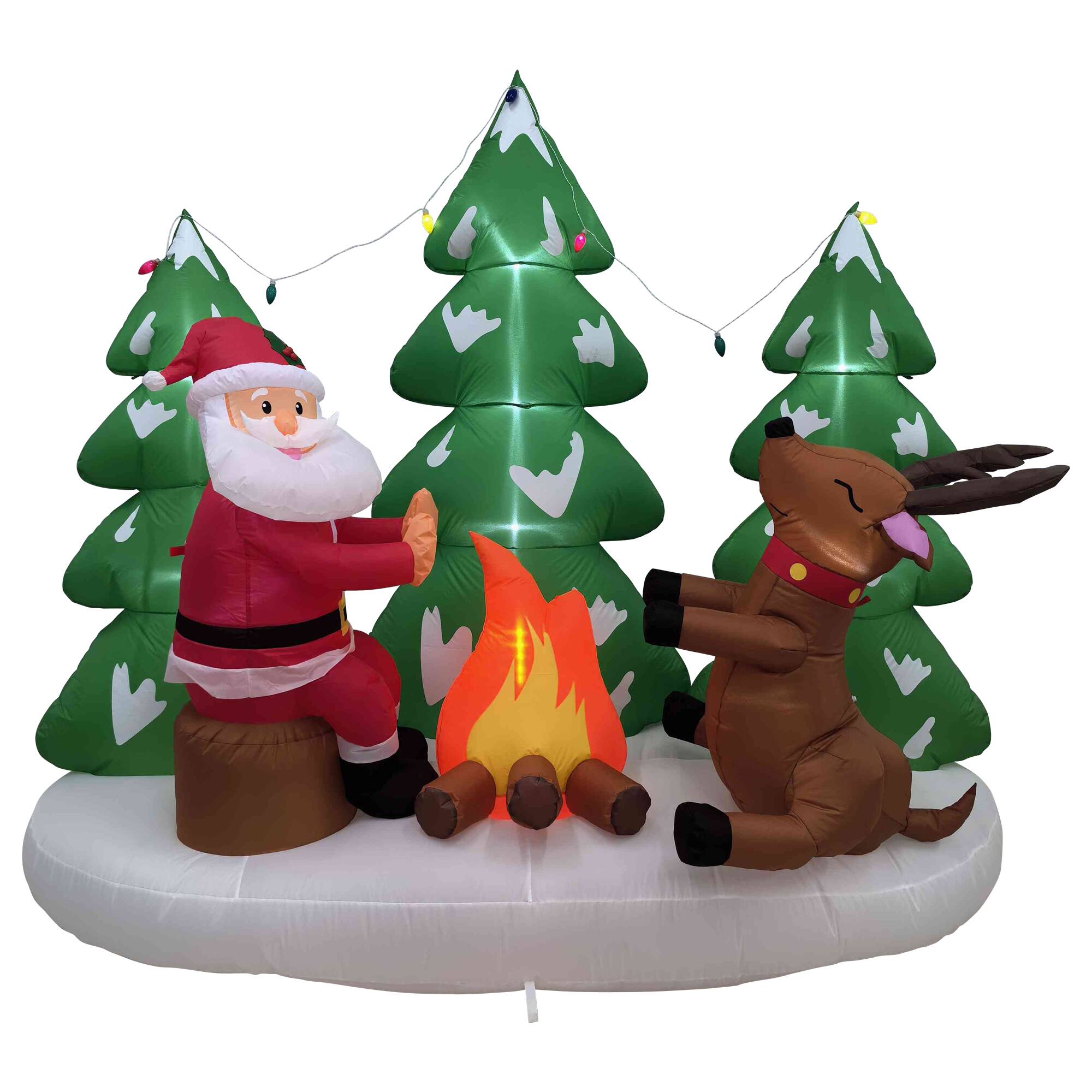 Alt View 1. Northlight - LED Lighted Inflatable Santa and Reindeer Outdoor Christmas Decoration - 8' - Green.