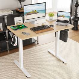 PexFix - 40 in. x 24 in. Electric Standing Desk, Adjustable Height Sit Stand Desk with Splice Board for Home Office - Natural
