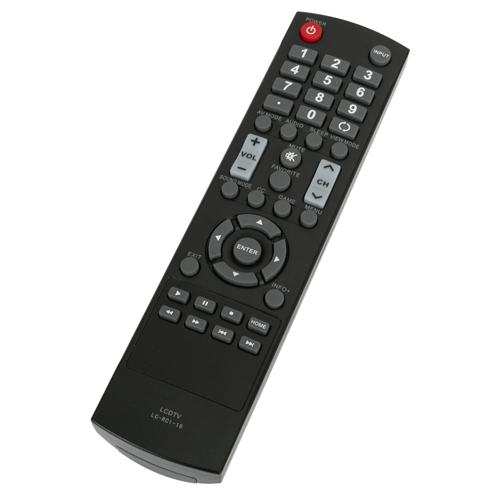 POWER 1 INPUT 4 2 5 3 7 6 8 AVMODE 0 9 AUDIO SLEEP + MUTE VIEW.MODE VOL - FAVORITE SOUNDMODE CC CH GAME MENU EXIT ENTER A 44" 4 - H4 INFO HOME I LCDTV LC-RC1-16