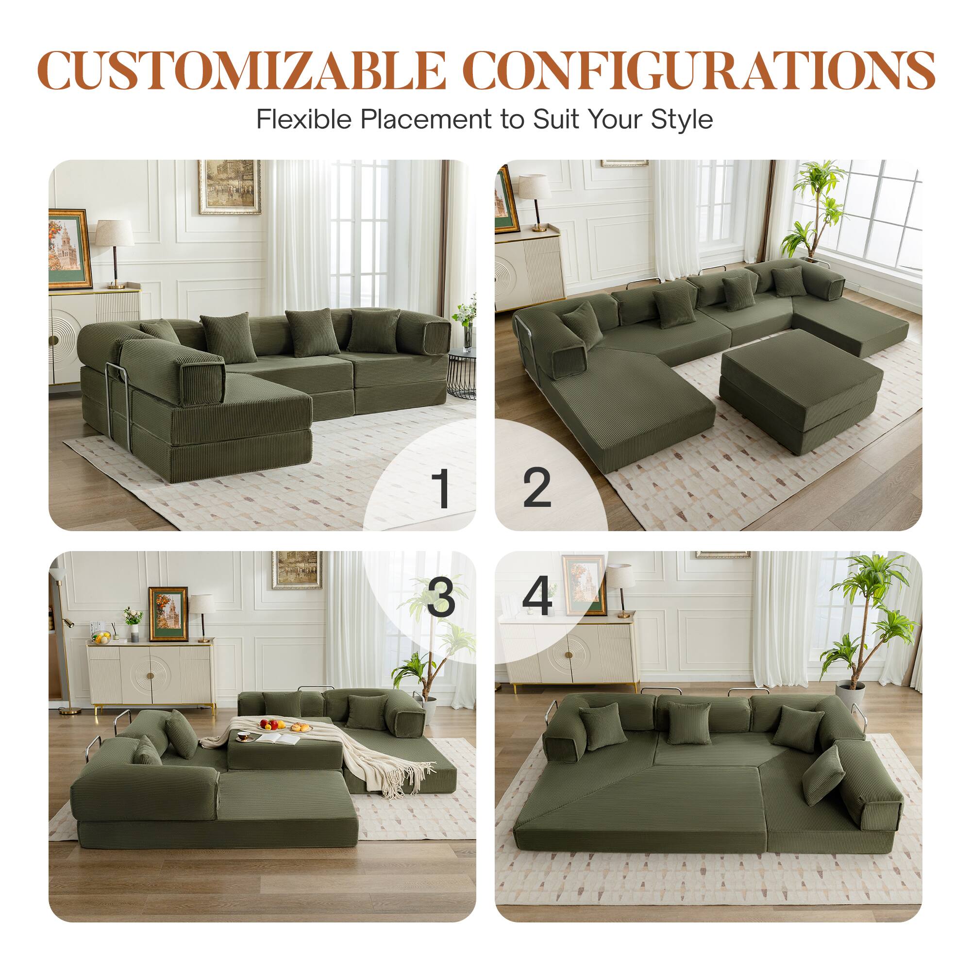 CUSTOMIZABLE CONFIGURATIONS  
Flexible Placement to Suit Your Style  

1  
2  
3  
4