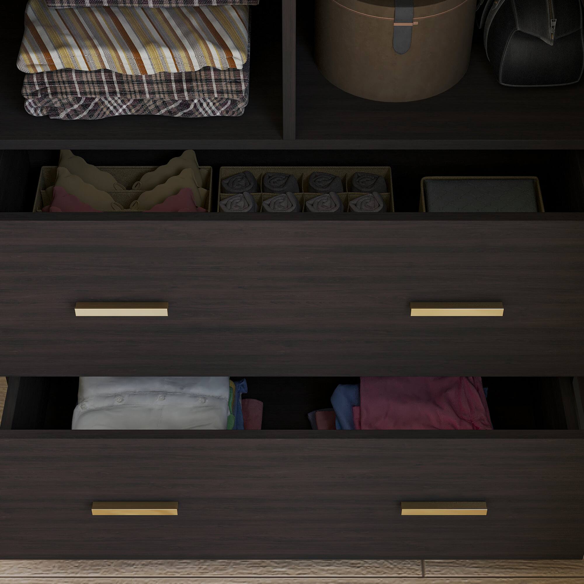 Alt View 6. FUFU&GAGA - Wardrobe Closet with Mirror Small Armoire Storage Cabinet with Hanging Rod Shelves and Drawers for Bedroom - Black.