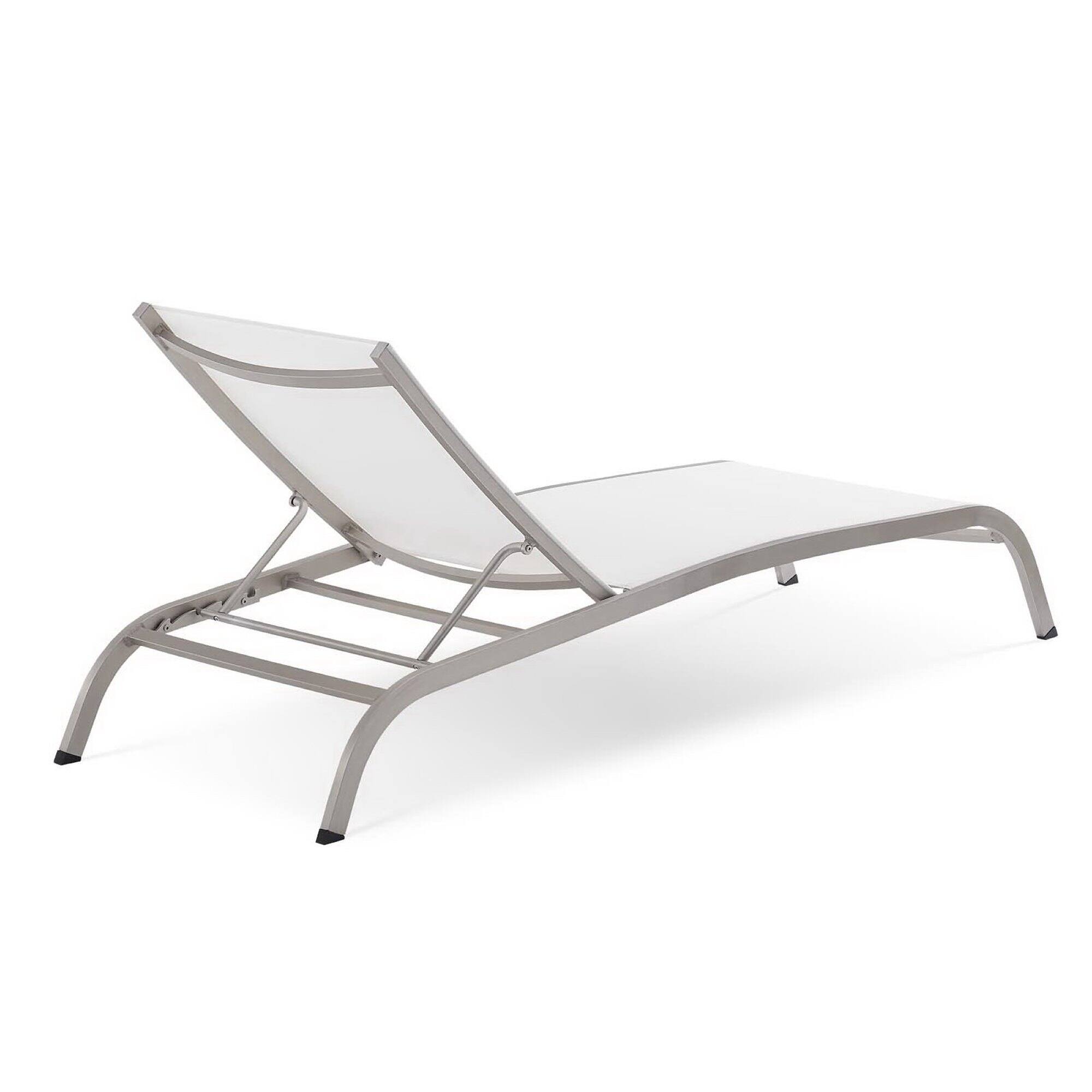 Back. Modway - Savannah Mesh Chaise Outdoor Patio Aluminum Lounge Chair by Modway - White.