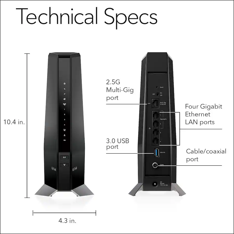Nighthawk 6000 Router NETGEAR Nighthawk AX6000 Wi Fi 6 Router with DOCIS 3.1 Cable Modem ...