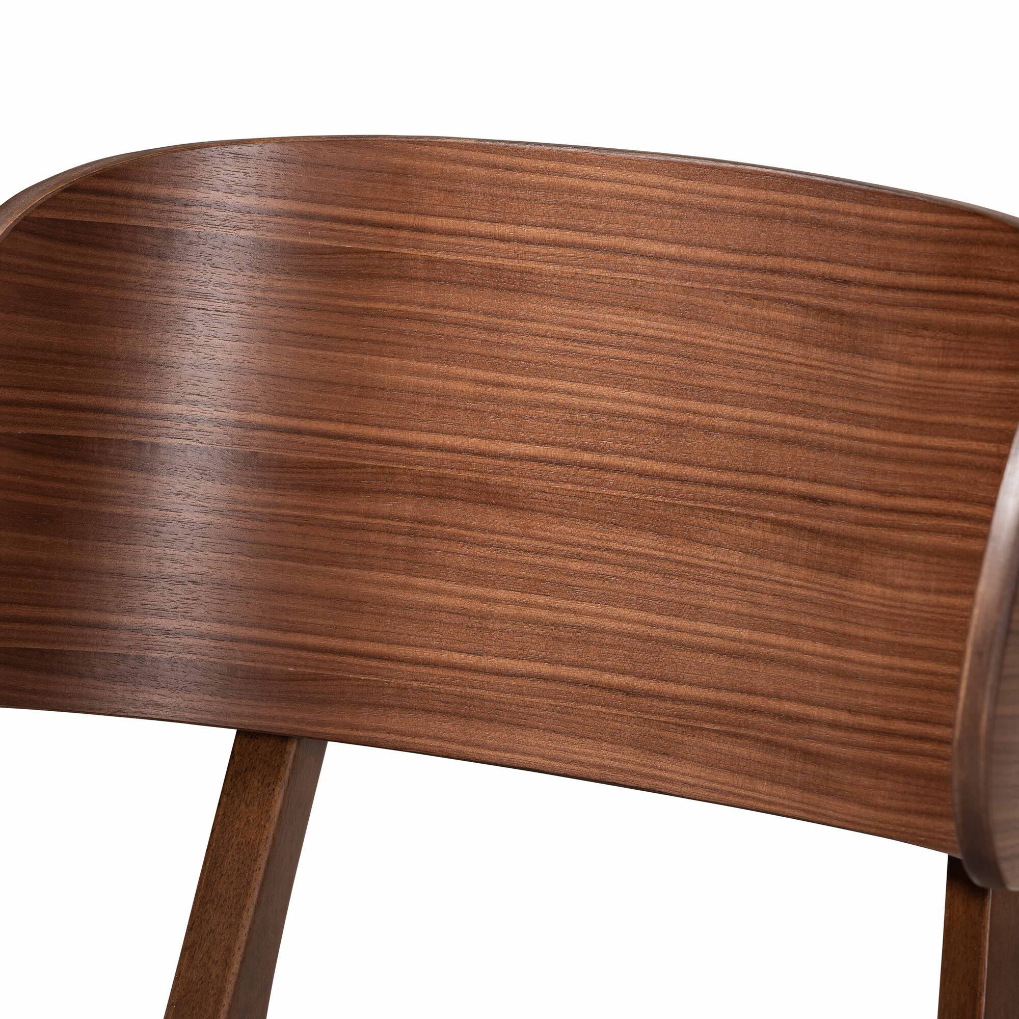 Back. Baxton Studio - Alston Mid-Century Modern Fabric Upholstered and Finished Wood 2-Piece Dining Chair Set - Grey/Walnut Brown.