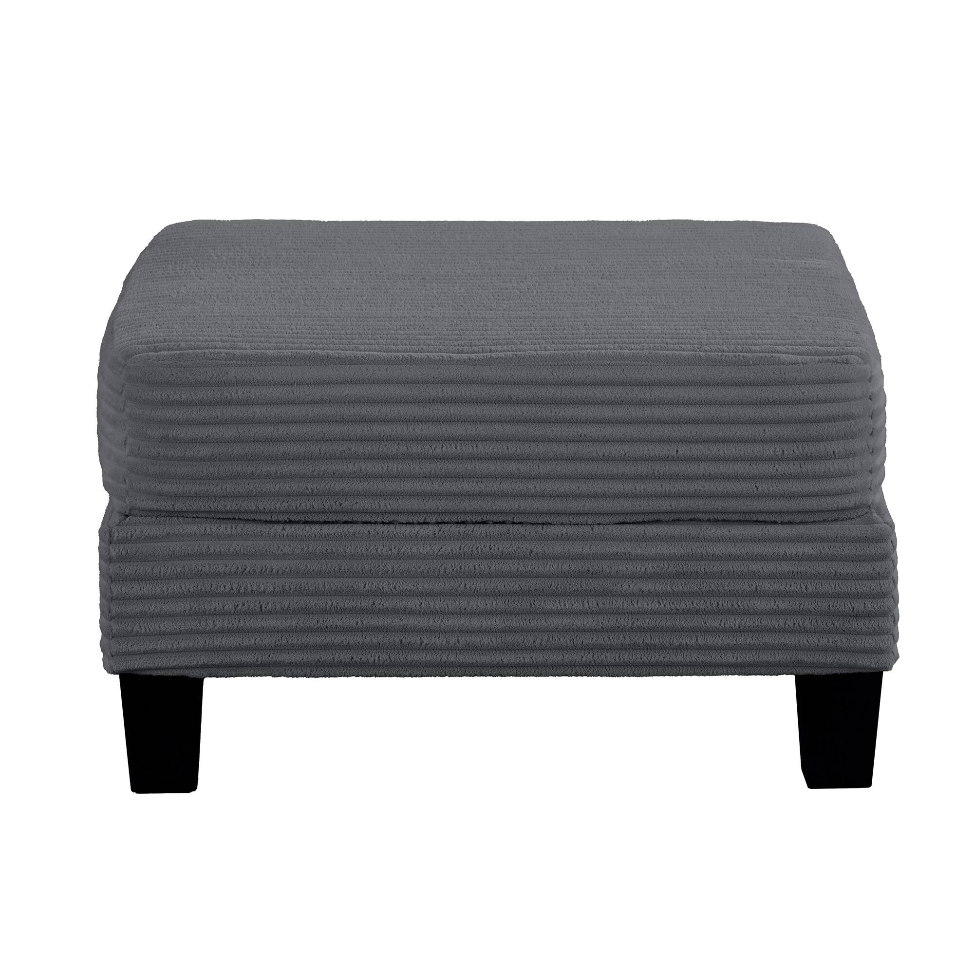 Alt View 1. Vaczon - Storage Ottoman Footrest, Flip-Open Corduroy Upholstered Seat with Hidden Compartment for Blankets and Accessories - Gray.