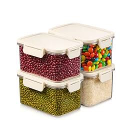 Sorbus - 4 Pack Airtight Food Storage Container- Stackable Pantry Canister with Secure Lid for Rice, Cereal, Flour - Clear