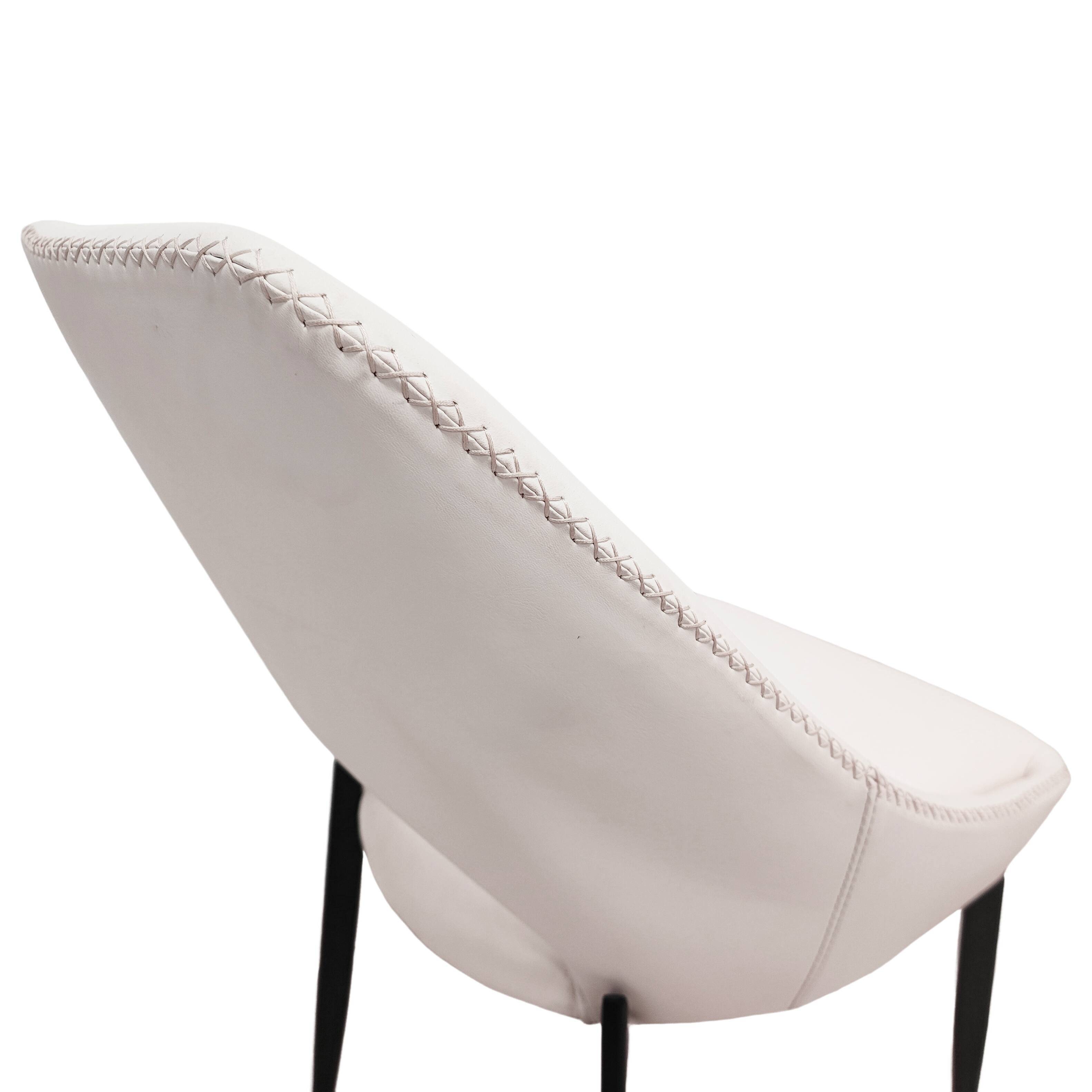 Alt View 5. LeisureMod - Amalfi Modern Upholstered Fabric Dining Chair, Curved Open Back Accent Side Kitchen Chair with Metal Legs - Coconut white.
