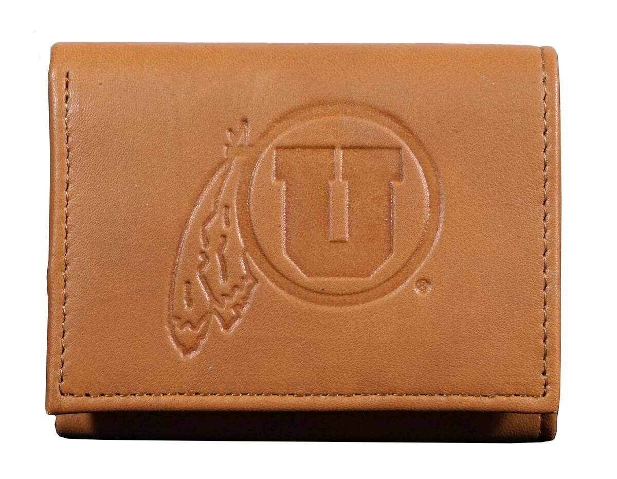 Rico Industries - Utah Utes Embossed Brown Leather Trifold Wallet - Multi