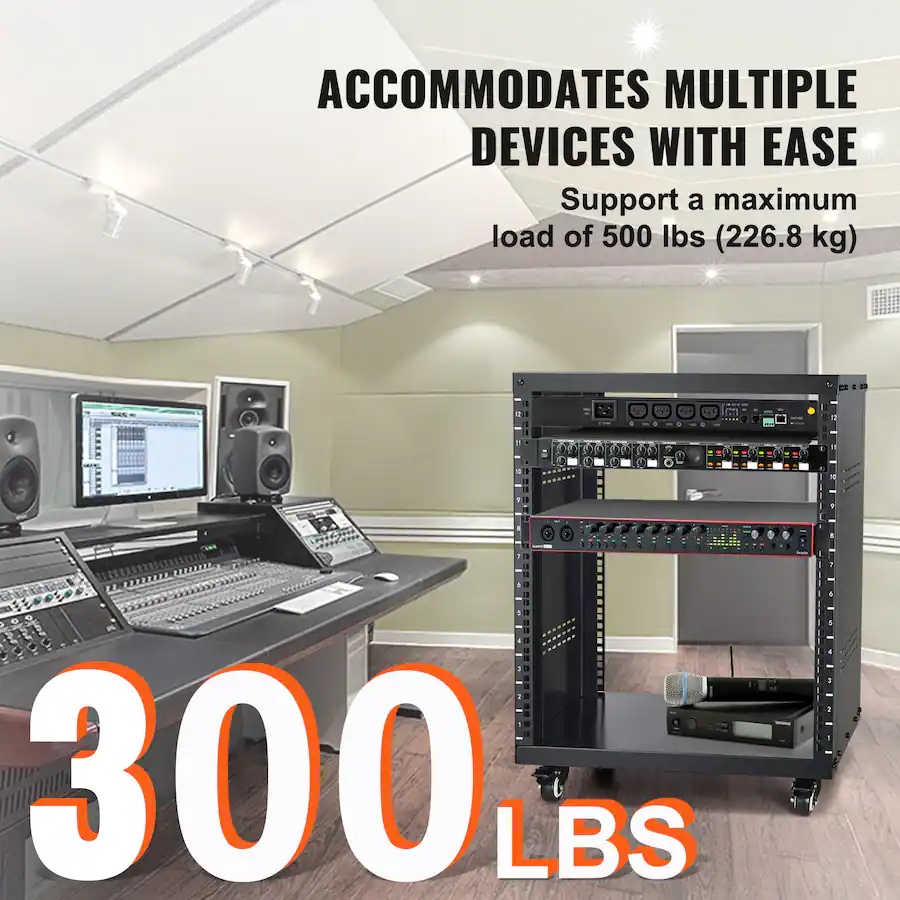 Spt Racks VEVOR 12U AV Rack Stand, 300 lbs Capacity, Network Stereo Recording ...