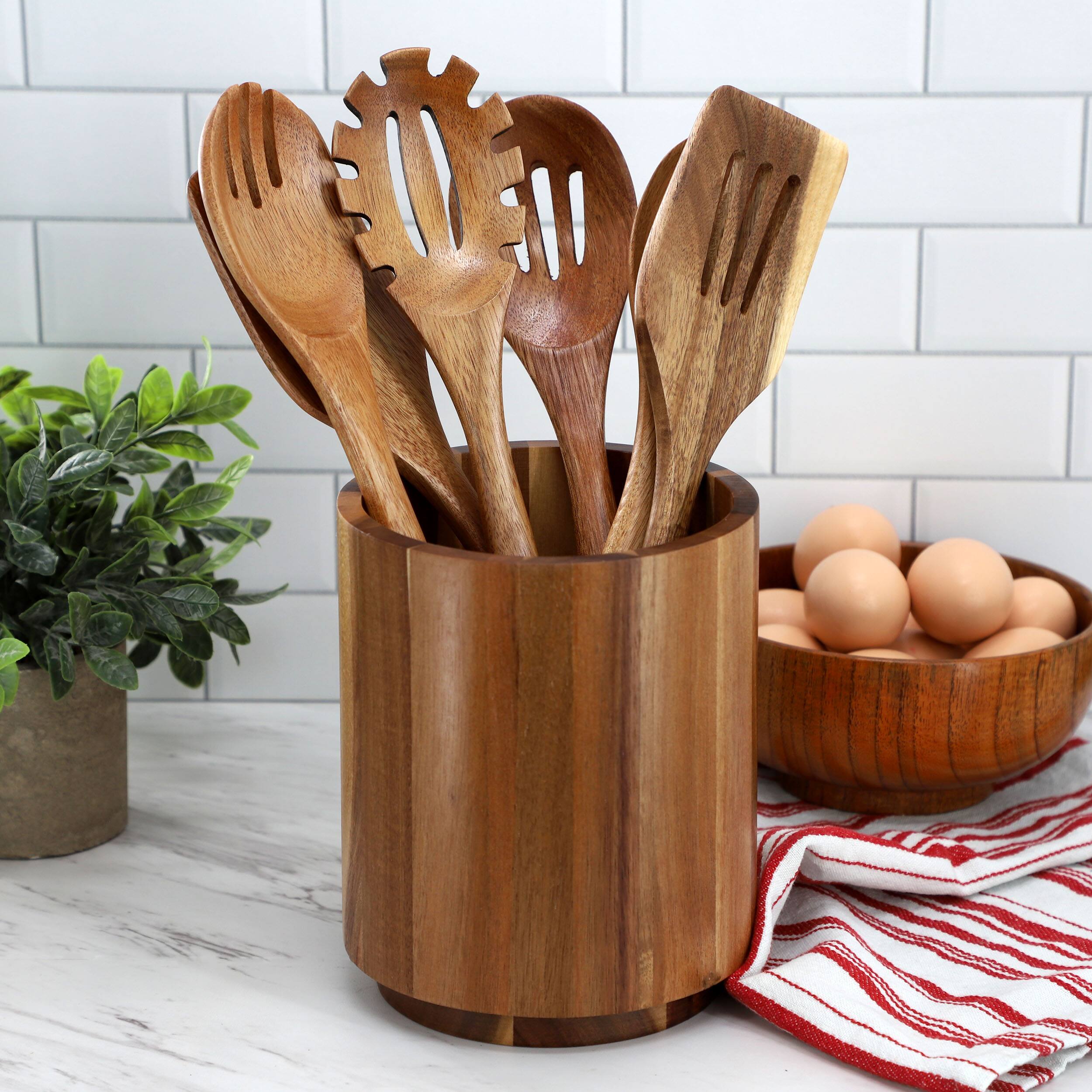 Alt View 4. MegaChef - MegaChef 6 Piece Acacia Wood Kitchen Utensil Set - Brown.