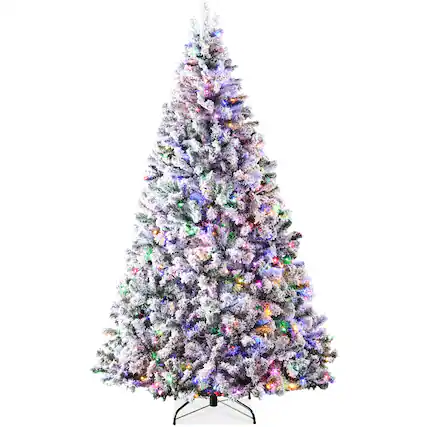 Front. Best Choice Products - Best Choice Products 7.5ft Pre-Lit Christmas Pine Tree w/ Flocked Branches 550 Multicolored or Warm-White Light Modes - Green.