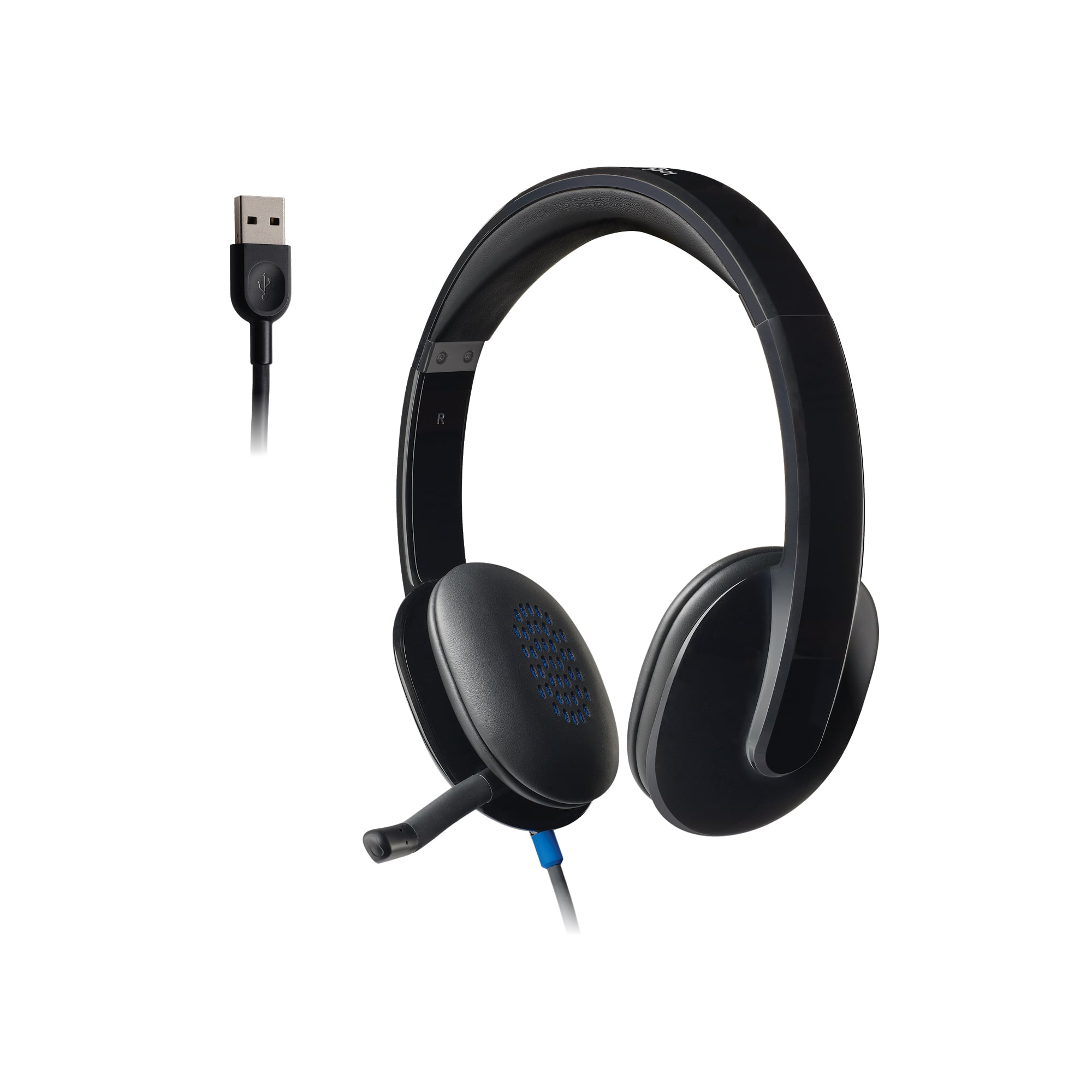 Front. Logitech - H540 Wired On-Ear Headset - Black.