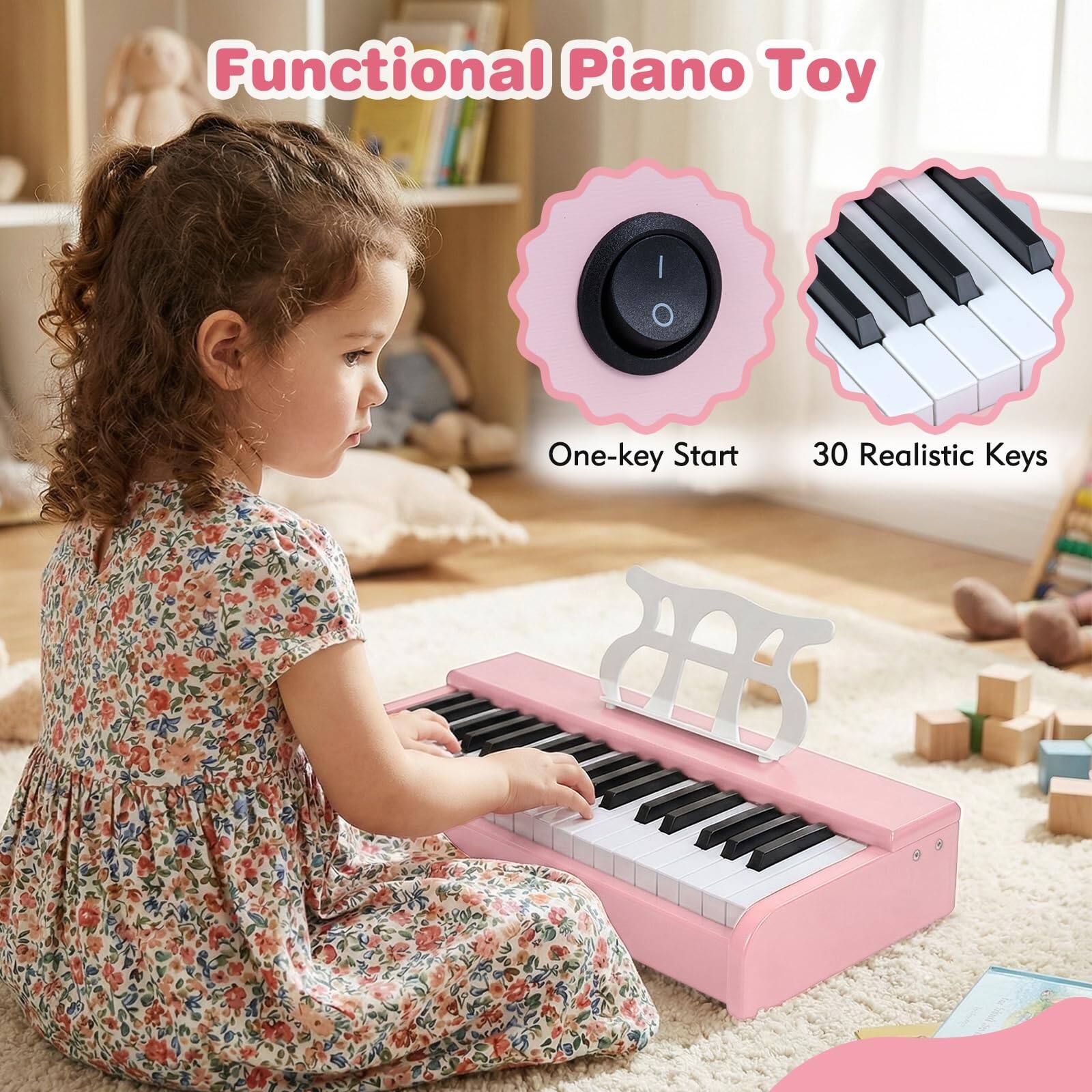 Functional Piano Toy  
One-key Start  
30 Realistic Keys
