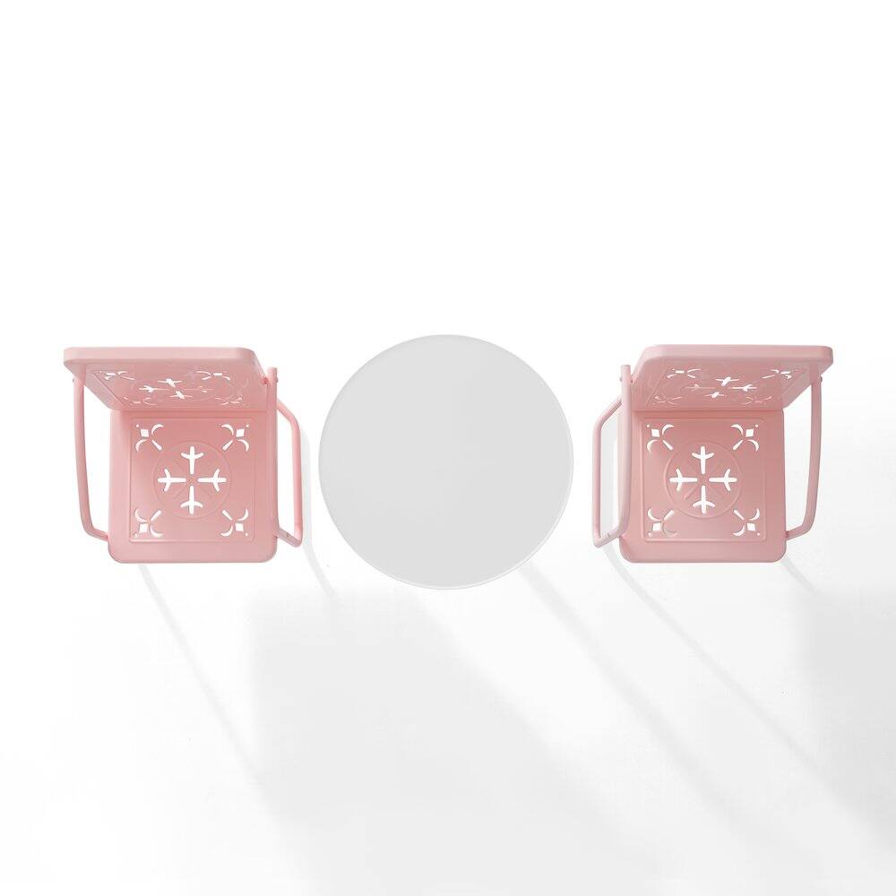 Alt View 1. Crosley Furniture - Azalea 3-Piece Retro Outdoor Bistro Set - Bistro Table & 2 Chairs - Pastel Pink Gloss.