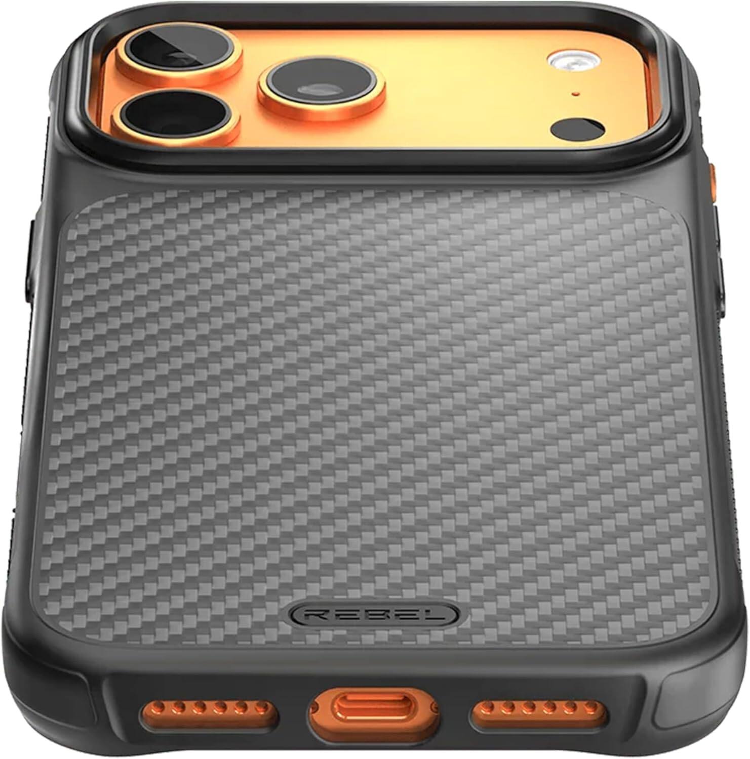 Back. Rebel - Rebel - Rebel Series GEN7 Case For Apple iPhone 17 Pro Max - Black/Aramid Fiber - Black.