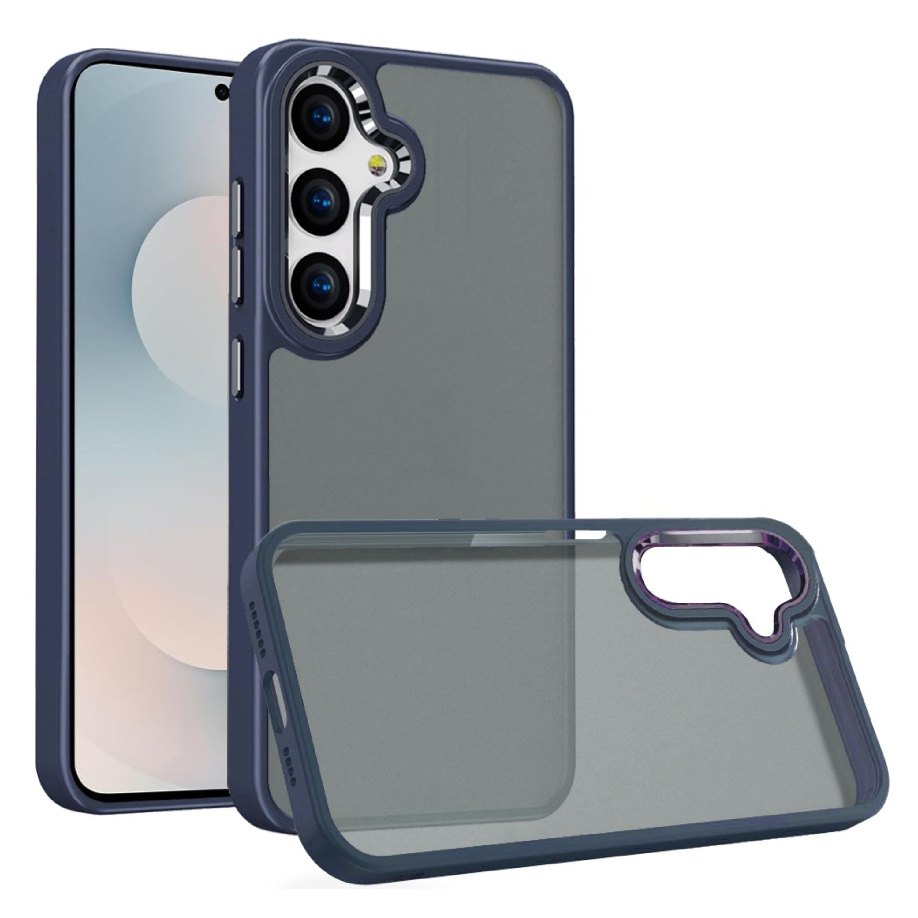 Kitcheniva - Rubber Thick Acrylic Metal Buttons Phone Case With Tempered Glass For Samsung Galaxy S26 - Dark Blue price history on PriceWatchPro