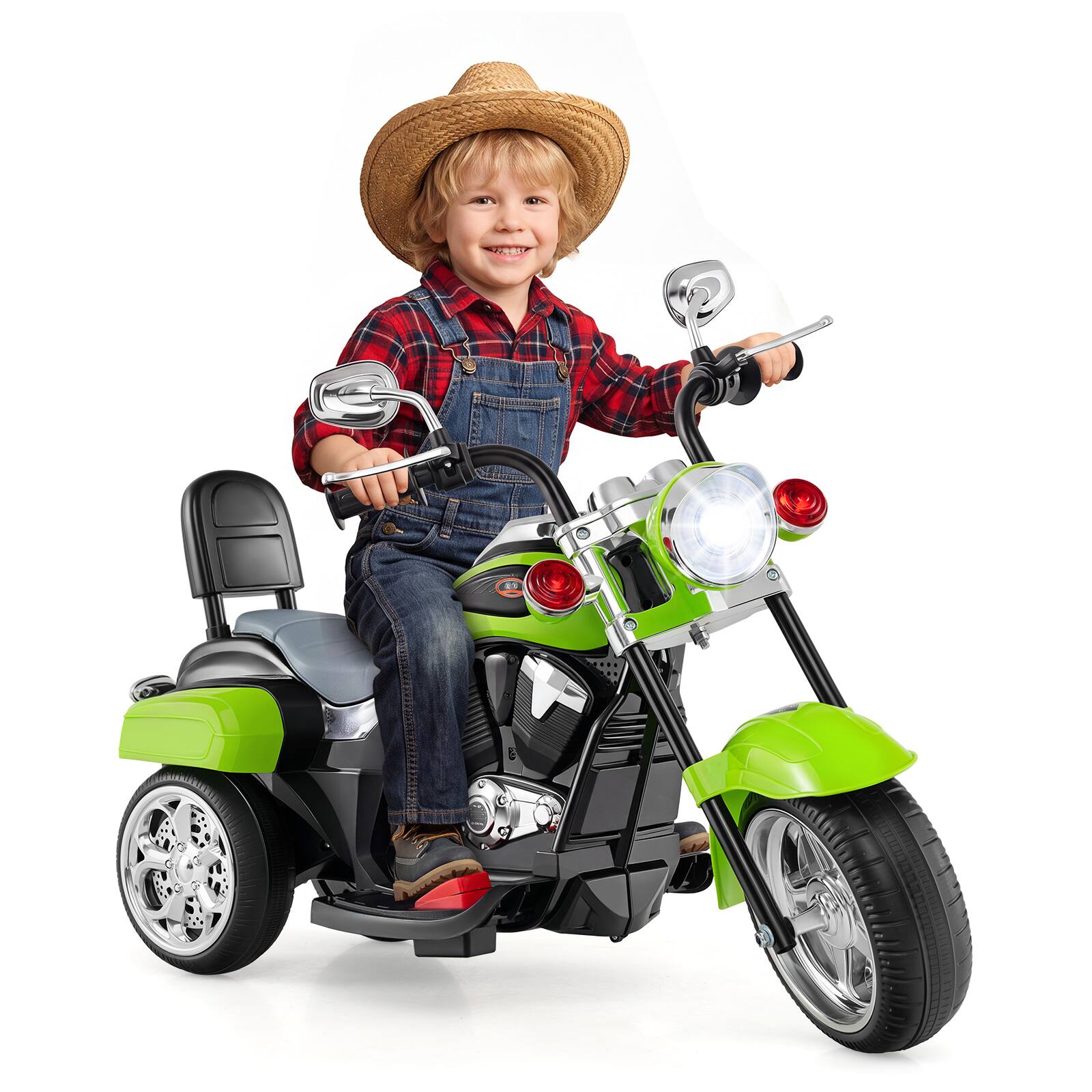 Alt View 9. Costway - Costway 6V Kids Ride On Chopper Motorcycle 3 Wheel Trike with Headlight and Horn - Green.