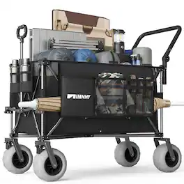 Loheer - 400L Heavy-Duty Folding Wagon with Large Wheels, Adjustable Push-Pull Handles for Beach Camping