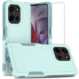 Equipd - Case for Moto G Play 2026 / G 2026 / G 2025 (6.7") Heavy Duty Rugged Shockproof Cover w/ Tempered Glass Screen Protector - Teal