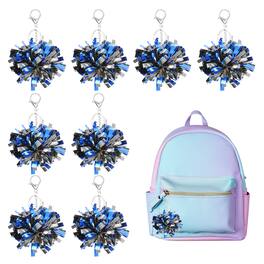 Unique Bargains - 20pcs Cheer Pom Pom Keychain, Plastic Keyring Bulk for Cheerleaders Team Women Sports Events - Blue/Silver Tone