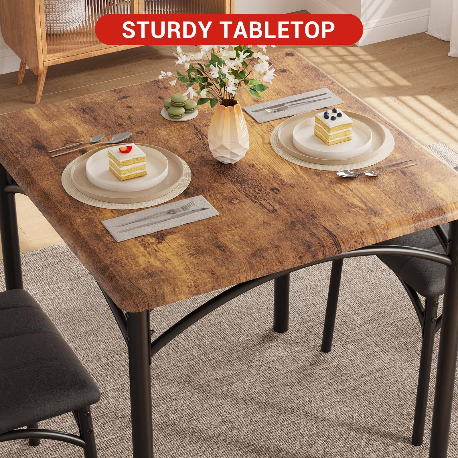 Babevy 3 Piece Dining Table Set, Rectangular Kitchen Table with 2 ...