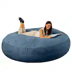 Front. Jaxx - Jaxx 6 Foot Cocoon - 2-in-1 Convertible Bean Bag Bed & Large Bean Bag Chair for Adults, Navy - Microsuede Navy.