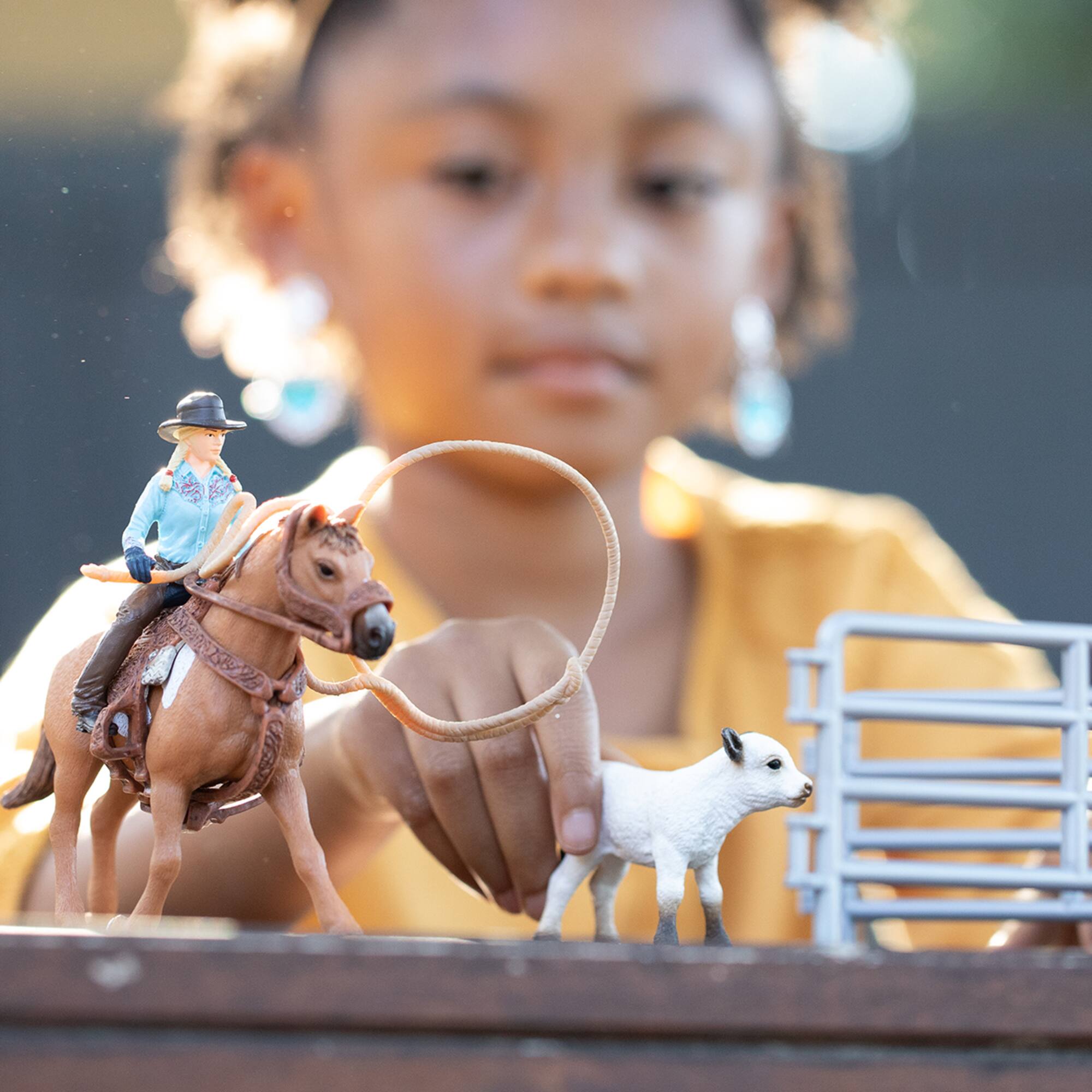 Alt View 2. Schleich - Farm World: Cowgirl Team Roping Fun.