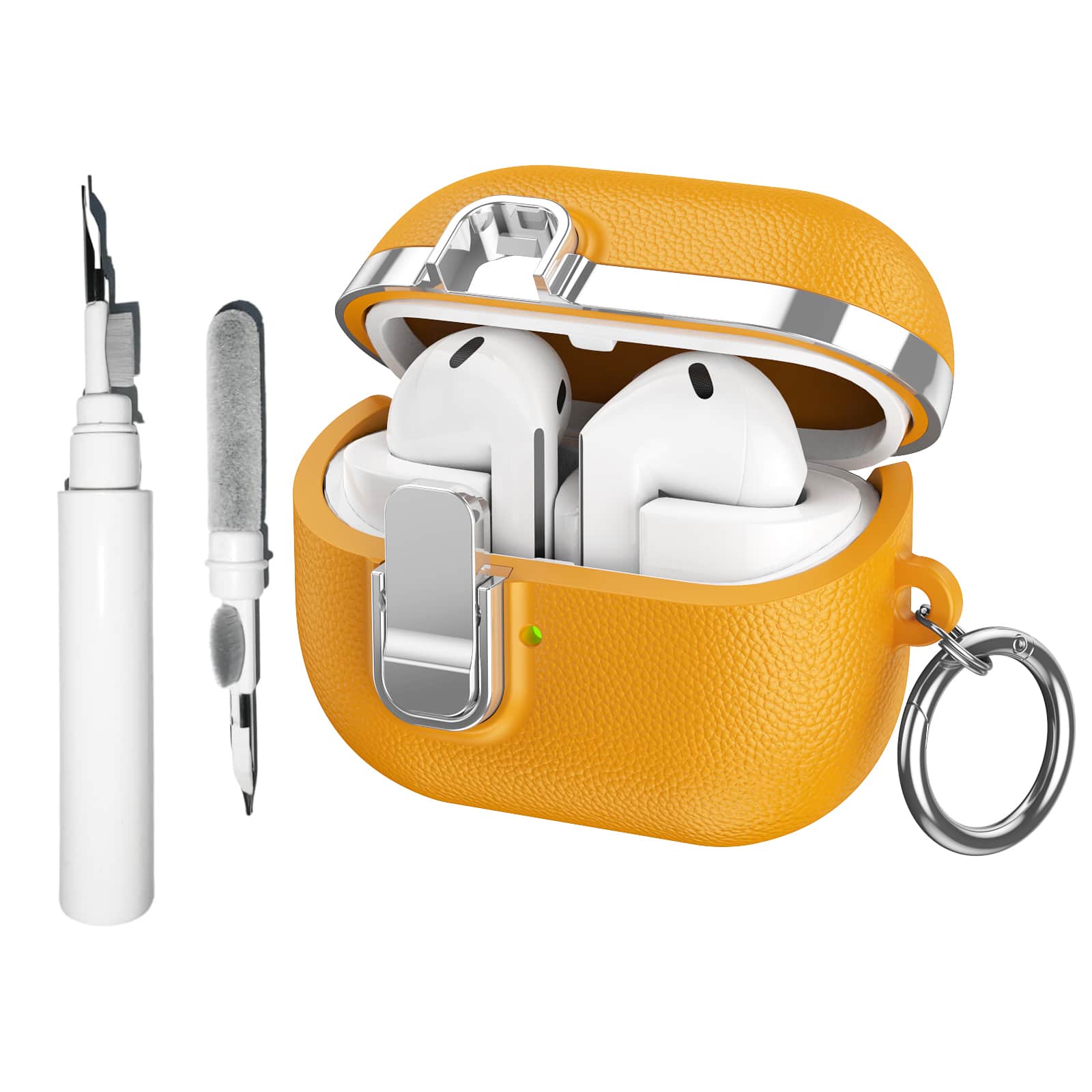 Dteck - Slim Faux Leather Texture Case for Samsung Galaxy Buds 3 / 3 Pro / 3 FE,Shockproof TPU Cover w/ Secure Lock & Carabiner - Yellow price history on PriceWatchPro