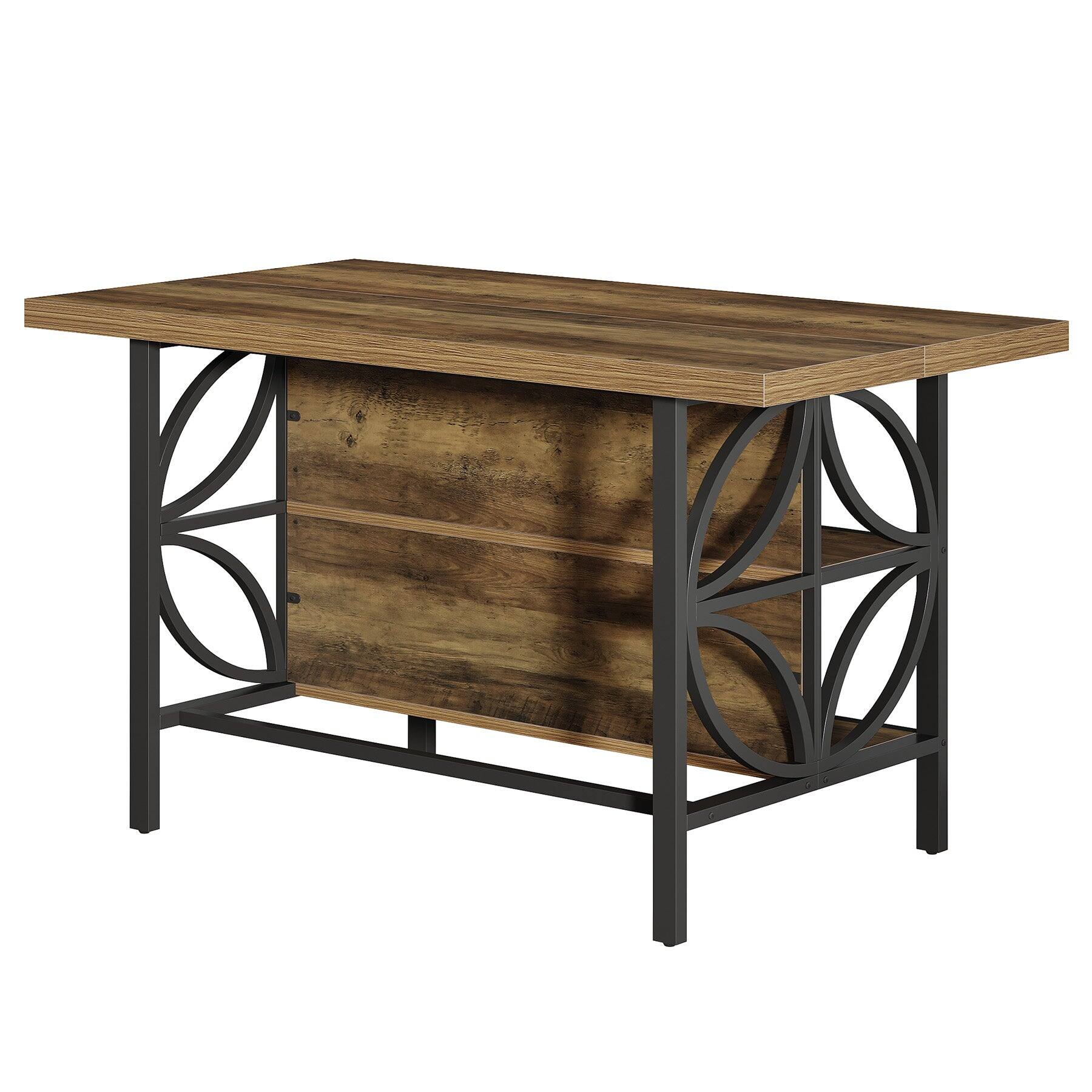 Alt View 5. Tribesigns - Kitchen Island with Engineered Wood Construction, Storage Shelves and Adjustable Feet for Kitchen - Brown.