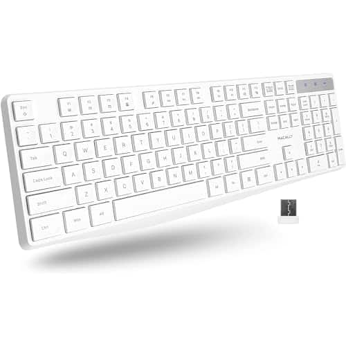 Earthley Blooms - Wireless Full Size Computer With Numeric Keypad For Laptop Desktop Surface Chromebook Notebook - White