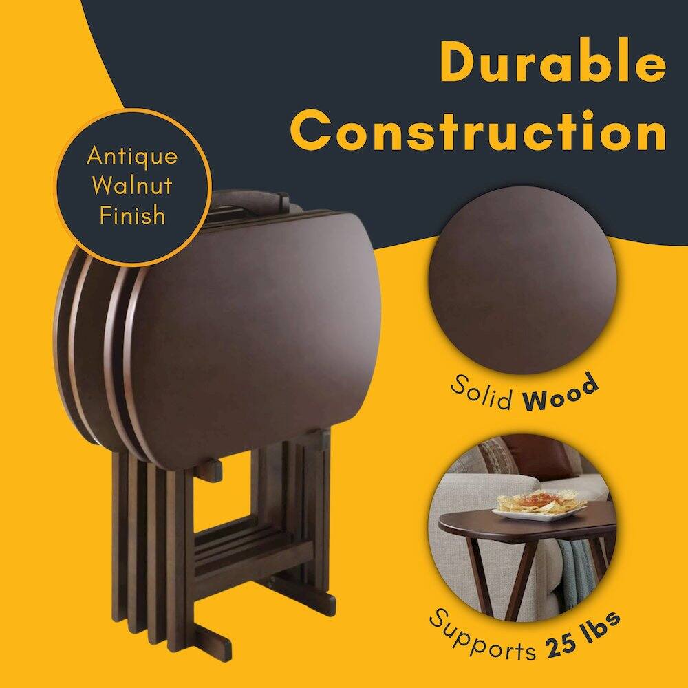 Durable Construction  
Antique Walnut Finish  
Solid Wood  
Supports 25 lbs