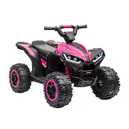 GARVEE - 12V Kids Electric ATV Quad, Ride-On 4-Wheeler w/Remote Control, Dual Motors, LED Lights & Music - Pink