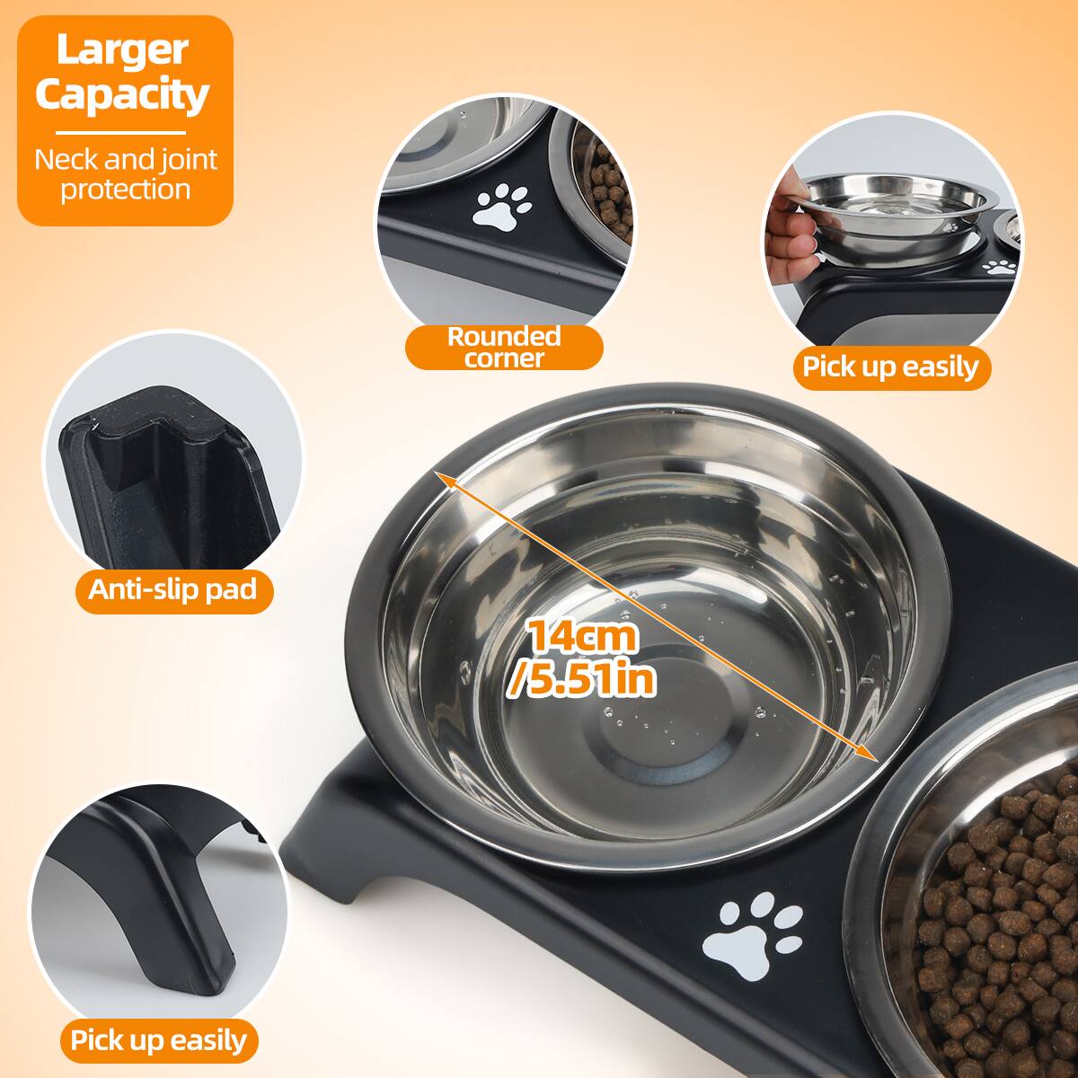 - Larger Capacity
- Neck and joint protection
- Rounded corner
- Anti-slip pad
- Pick up easily
- 14cm / 5.51in