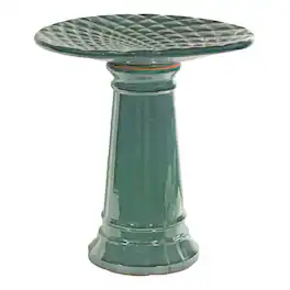 Sunnydaze - Rennes Ceramic Bird Bath - 22.5" H - Cyan
