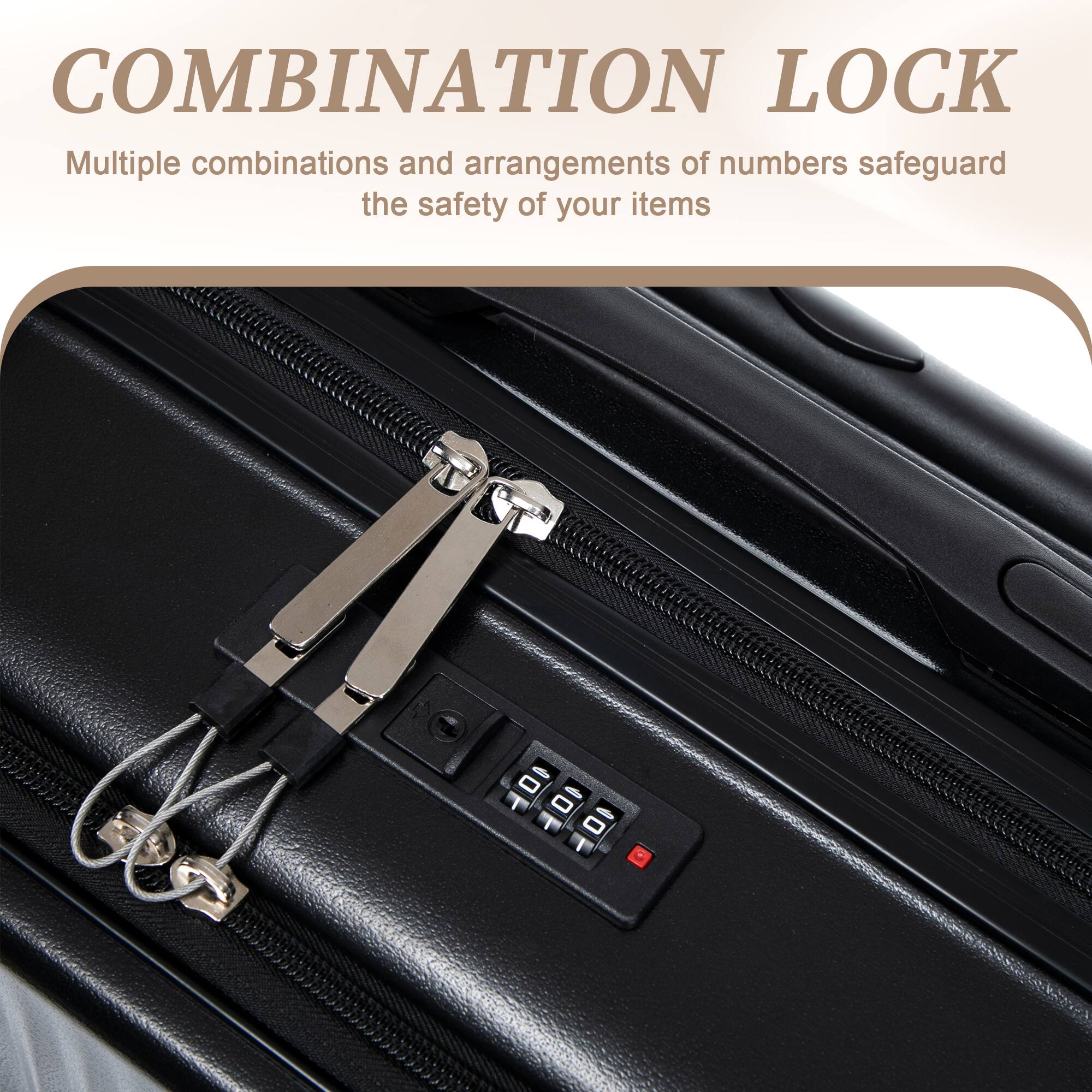 COMBINATION LOCK

Multiple combinations and arrangements of numbers safeguard the safety of your items