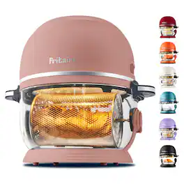 Fritaire - Non-Toxic Air Fryer - Glass Air Fryer, 5qt, Teflon-Free, PFOA- Free, w/ Accessories - Rotisserie and Tumbling Basket - Mauve Rose