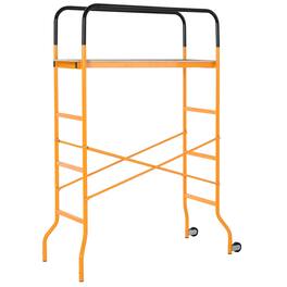 Ropilly - 4 Step Steel Scaffold with Wheels, 440 lb Capacity Indoor Outdoor Work Platform - Black