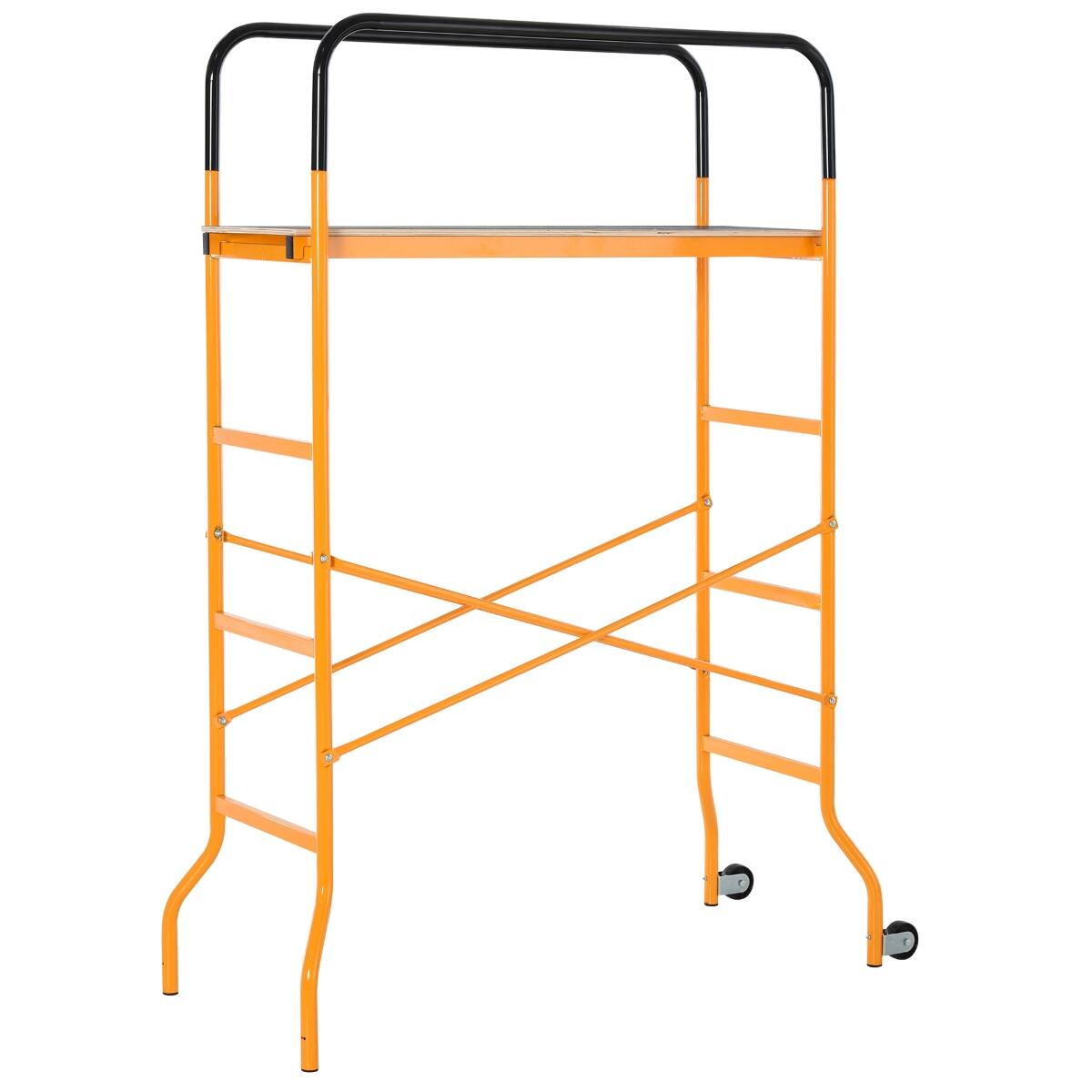 Front. Ropilly - Ropilly 4 Step Steel Scaffold with Wheels, 440 lb Capacity Indoor Outdoor Work Platform - Black.